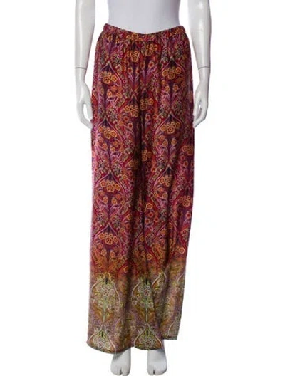 Pre-owned Alexis Floral Print Wide Leg Pants In Red