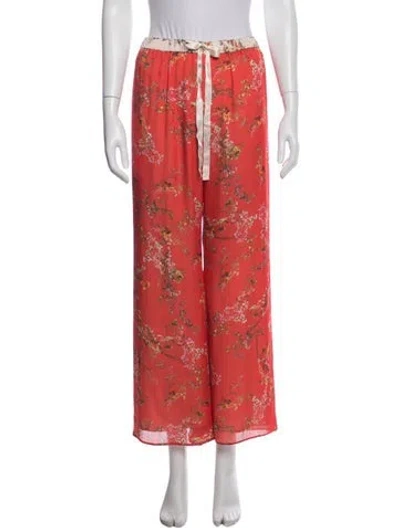Pre-owned Alexis Floral Print Wide Leg Pants In Red