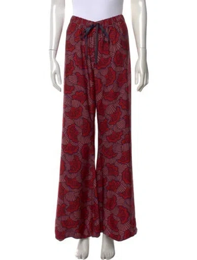Pre-owned Alexis Floral Print Wide Leg Pants In Red