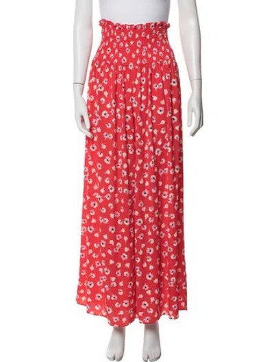 Pre-owned Alexis Floral Print Wide Leg Pants In Red