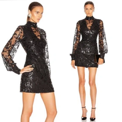 Pre-owned Alexis Franciska Embellished Mini Dress Black A4190325-5822 Size Xs $495.00