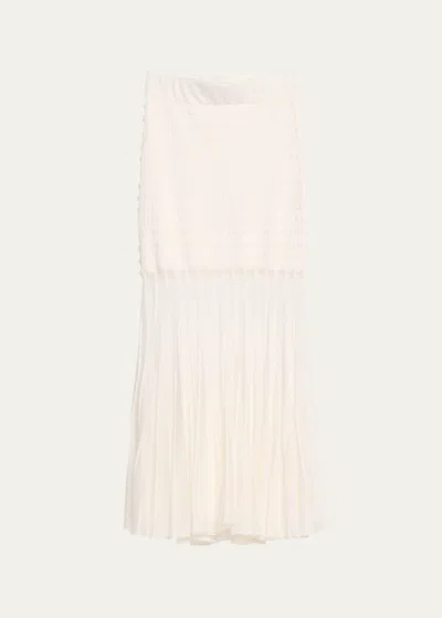 Alexis Franki Sheer Overlay Knit Midi Skirt In White