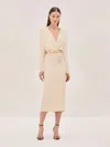 Alexis Fraser Gathered Long-sleeve Midi Dress In Cream
