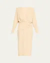 Alexis Fraser Gathered Long-sleeve Midi Dress In Cream