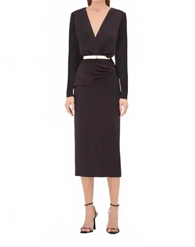 Alexis Fraser Midi Dress In Black In Brown