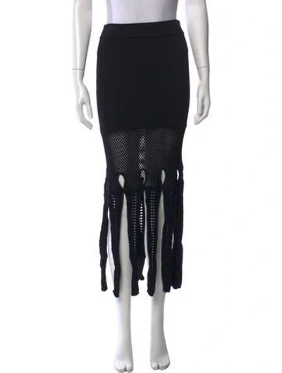 Pre-owned Alexis Fringe Trim Accent Mini Skirt In Black