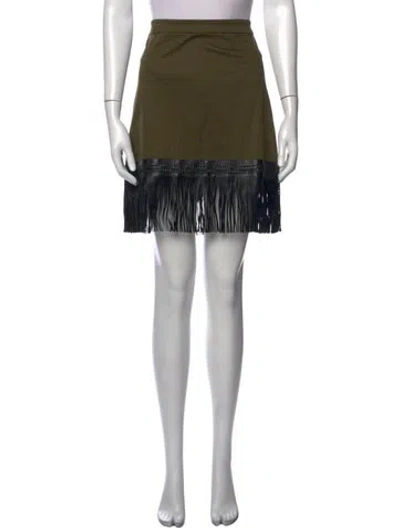Pre-owned Alexis Fringe Trim Accent Mini Skirt In Green