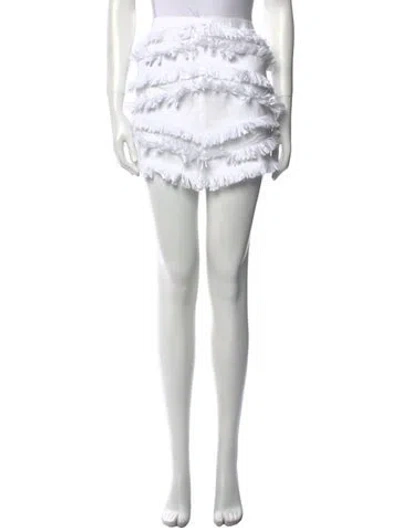 Pre-owned Alexis Fringe Trim Accent Mini Skirt W/ Tags In White