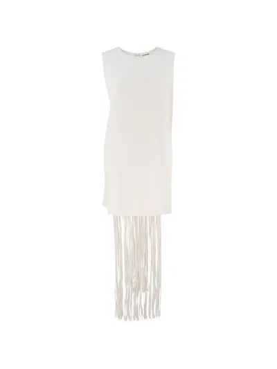 Alexis Mackenzie Dress With Removable Fringe In White