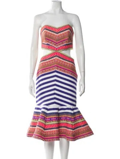 Pre-owned Alexis Graphic Print Midi Length Dress In Pink