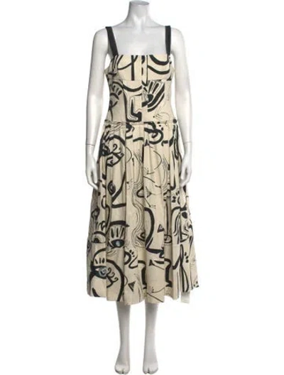 Pre-owned Alexis Graphic Print Midi Length Dress W/ Tags In Neutrals