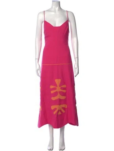 Pre-owned Alexis Graphic Print Midi Length Dress W/ Tags In Pink