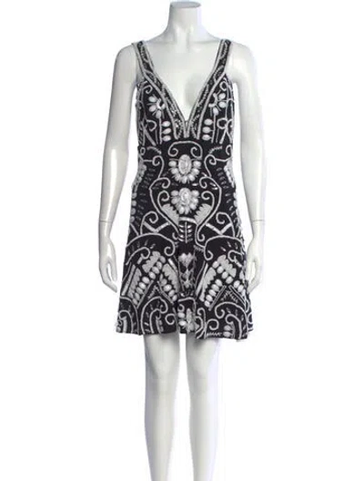 Pre-owned Alexis Graphic Print Mini Dress In Black