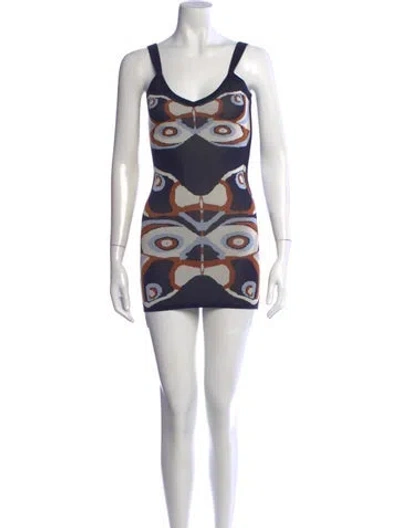 Pre-owned Alexis Graphic Print Mini Dress In Blue