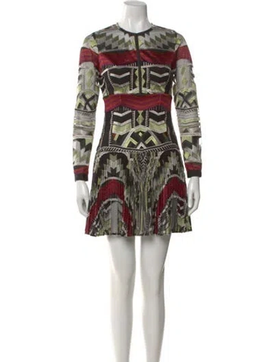 Pre-owned Alexis Graphic Print Mini Dress In Green