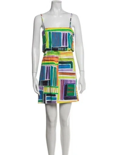 Pre-owned Alexis Graphic Print Mini Dress In White