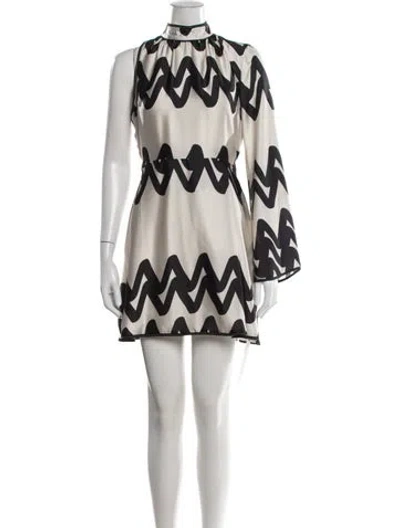 Pre-owned Alexis Graphic Print Mini Dress In White