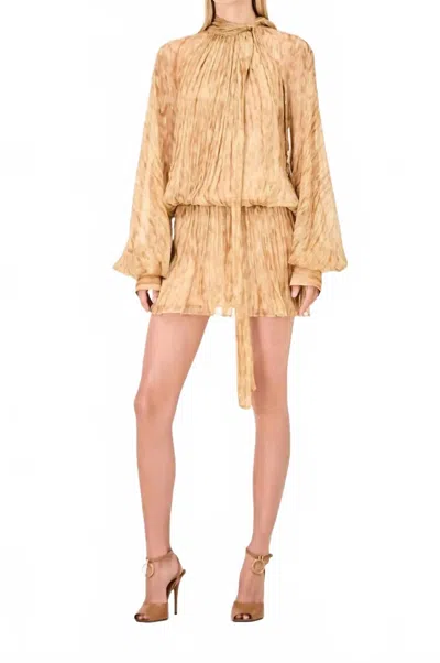 Alexis Hailey Long Sleeve Mini Dress In Sorelis In Brown