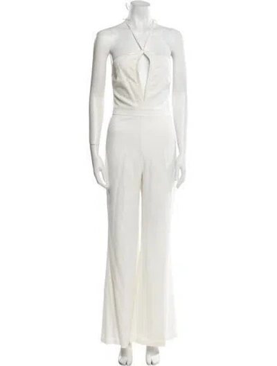 Pre-owned Alexis Halterneck Jumpsuit In White