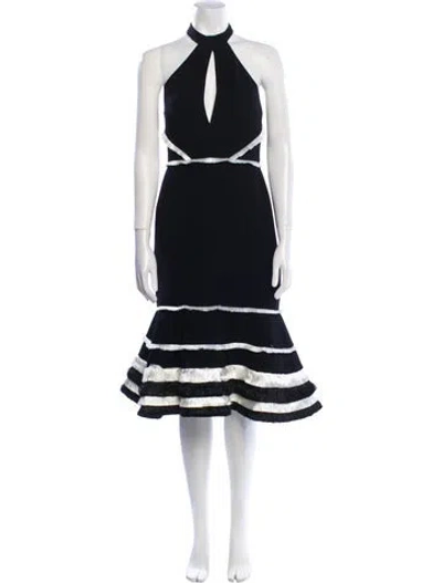 Pre-owned Alexis Halterneck Knee-length Dress In Black