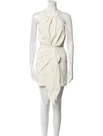 Pre-owned Alexis Halterneck Knee-length Dress In White