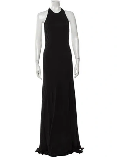 Pre-owned Alexis Halterneck Long Dress In Black