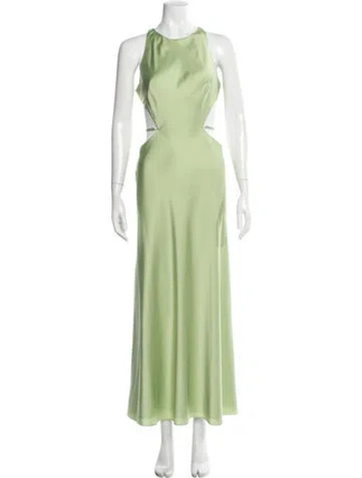 Pre-owned Alexis Halterneck Long Dress In Green
