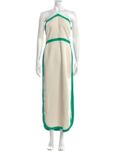 Pre-owned Alexis Halterneck Long Dress In Neutrals