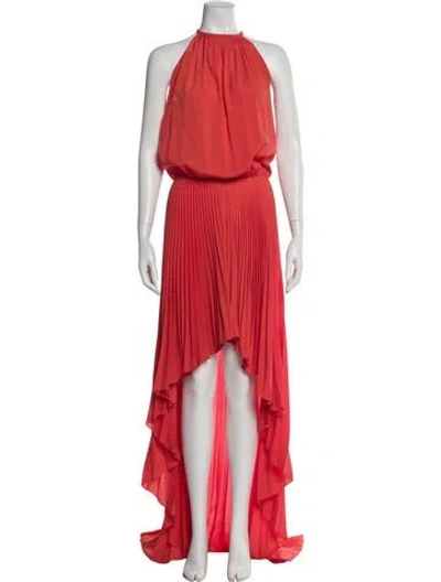 Pre-owned Alexis Halterneck Long Dress In Orange