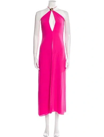Pre-owned Alexis Halterneck Long Dress In Pink