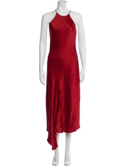Pre-owned Alexis Halterneck Long Dress In Red