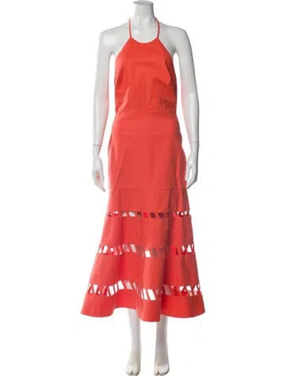 Pre-owned Alexis Halterneck Long Dress W/ Tags In Orange