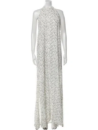 Pre-owned Alexis Halterneck Long Dress In White