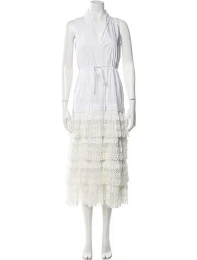 Pre-owned Alexis Halterneck Long Dress In White
