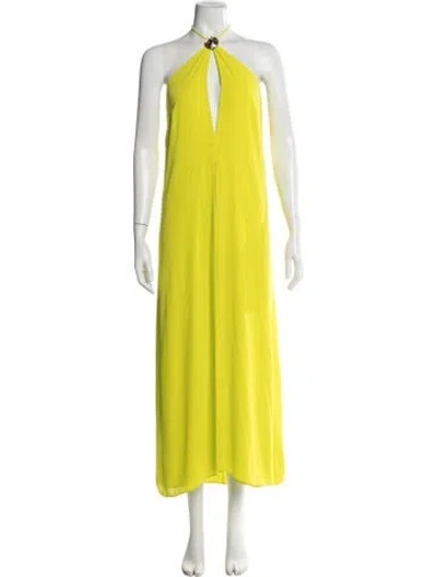 Pre-owned Alexis Halterneck Long Dress In Yellow