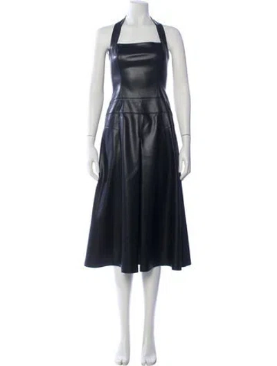 Pre-owned Alexis Halterneck Midi Length Dress In Black