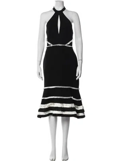 Pre-owned Alexis Halterneck Midi Length Dress In Black