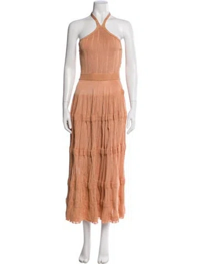 Pre-owned Alexis Halterneck Midi Length Dress In Neutral