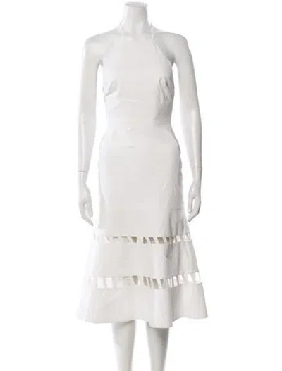 Pre-owned Alexis Halterneck Midi Length Dress In White