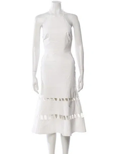 Pre-owned Alexis Halterneck Midi Length Dress In White