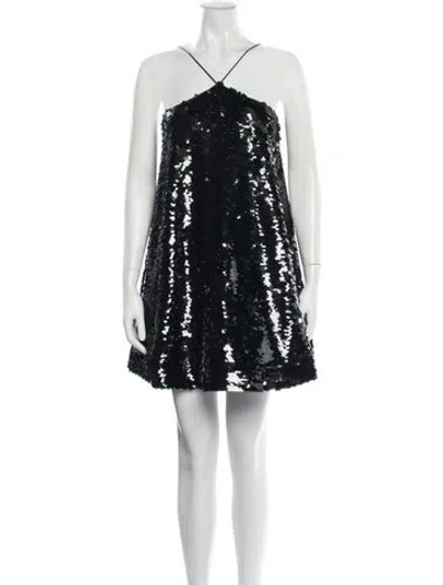 Pre-owned Alexis Halterneck Mini Dress In Black/blue
