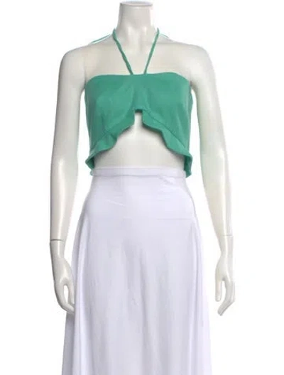 Pre-owned Alexis Halterneck Sleeveless Crop Top In Green