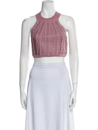 Pre-owned Alexis Halterneck Sleeveless Crop Top In Pink