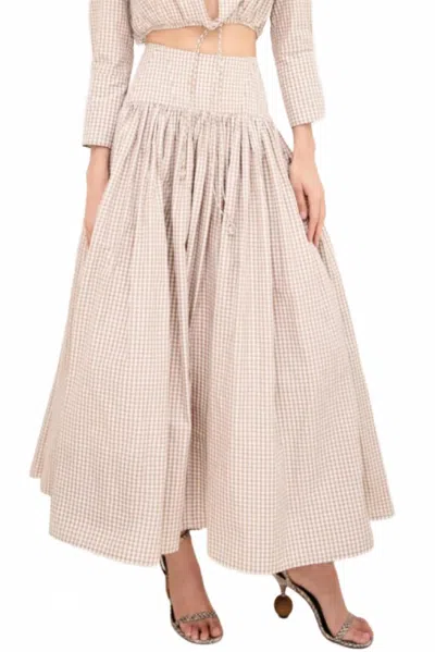 Alexis Havara Midi Skirt In Tan White In Pink