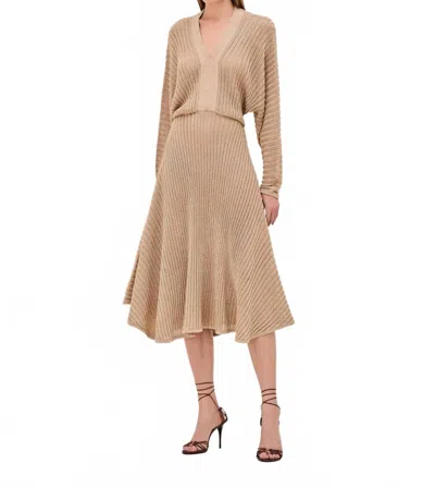 Alexis Heida Midi Dress In Gold In Neutral