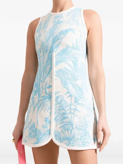 Alexis Helina Palm-print Mini Dress In Blue