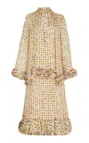 Alexis Hilana Ruffled Polka-dot Crepe Midi Dress In Painted Dot