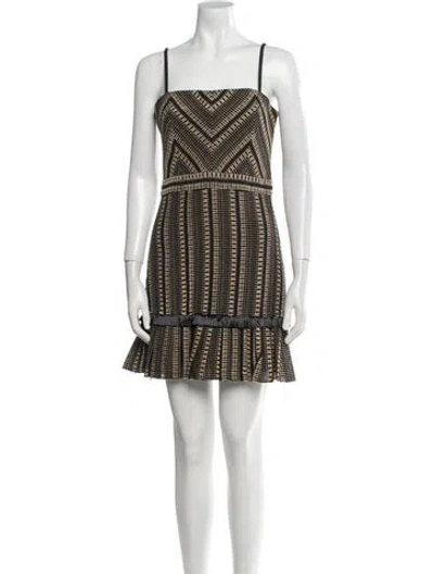 Pre-owned Alexis Houndstooth Print Mini Dress In Black