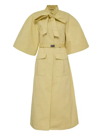 Alexis Ilardi Belted Puff-sleeve Midi Dress In Yellow