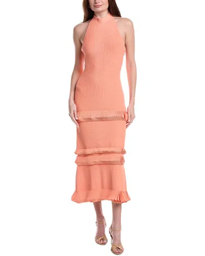 Alexis Ines Knit Midi Halter Dress In Orange